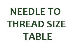 Needle Size & Thread Size Relationship Table